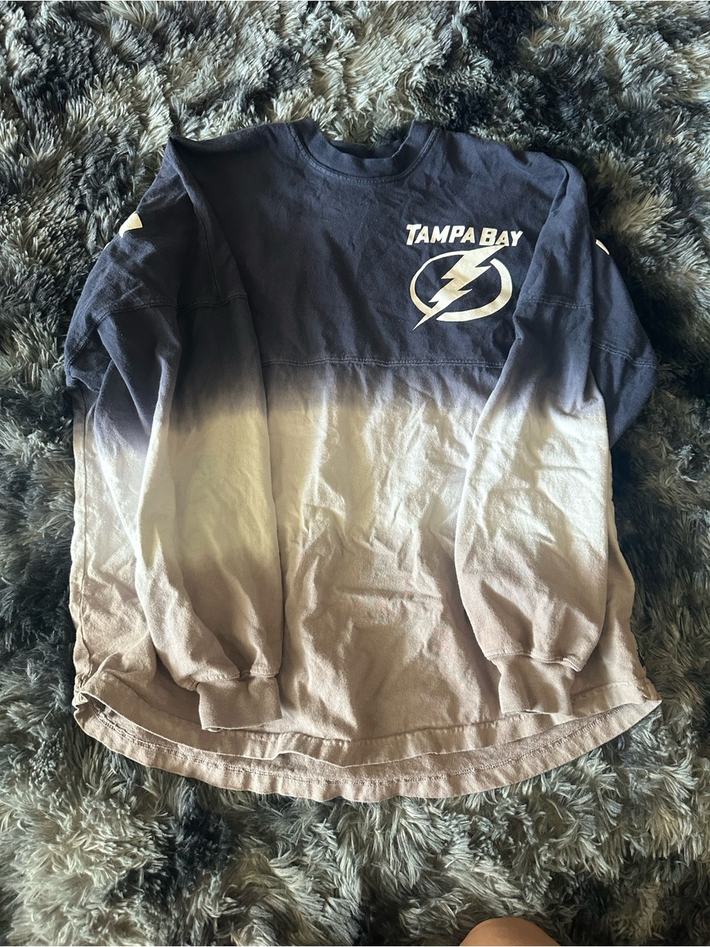 Fanatics Tampa Bay Dip-Dye Long Sleeve Spirit Jersey - Navy & Cream